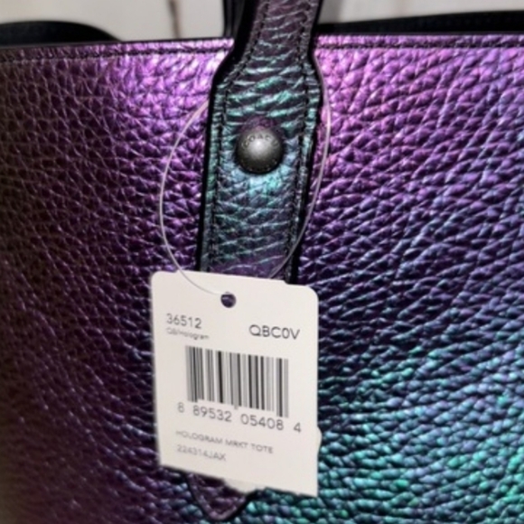 RaRE 🧜‍♀️NWT!!!🦄 COACH HOLOGRAM OILSLICK MARKET TOTE L/XL 36512 Unicorn - Picture 9 of 16